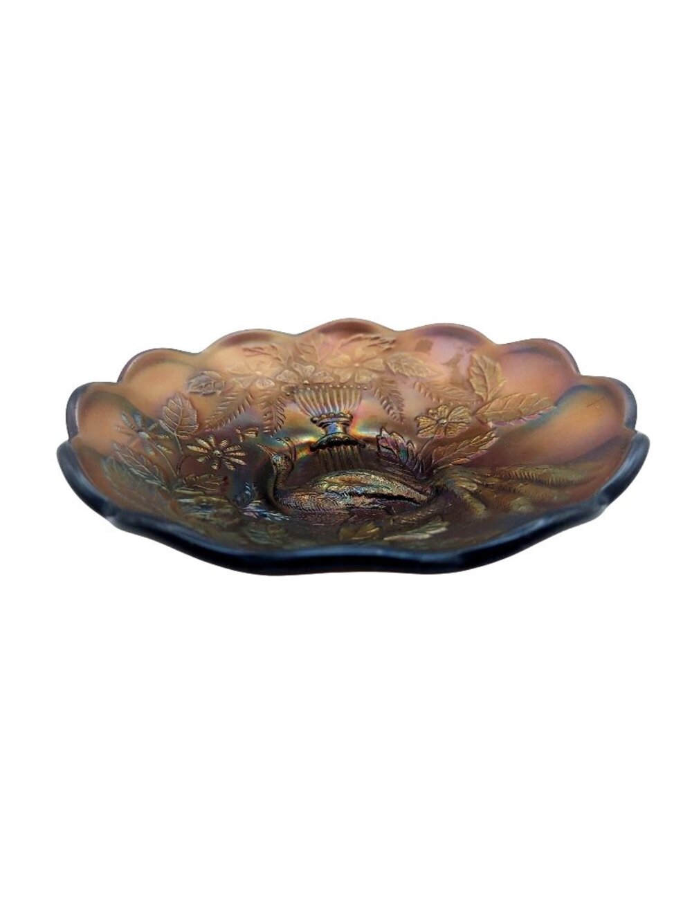 Northwood Carnival Glass Berry Bowl 6" Peacock And Urn Amethyst Antique 1912
